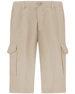 Herno Fade-Effect Linen Cargo Shorts - Natural