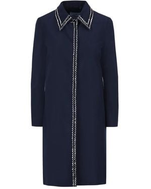 Prada Crystal-Embellished Single-Breasted Coat - Blue