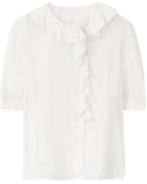 Rodebjer Gerüschte Xilla Bluse Mit Puffärmeln - Weiß