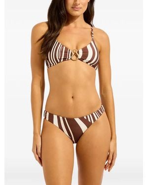 Seafolly Coastline Zebra-Print Hardware-Detail Bikini - Orange
