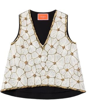 La DoubleJ Haut À Fleurs Brodées - Neutre