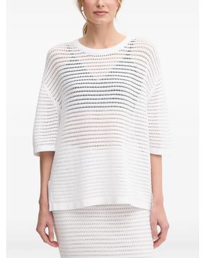 MARC AUREL Open-Knit T-Shirt - White
