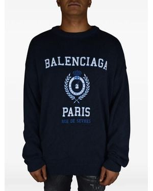 Balenciaga Sweater Met Logoprint - Blauw