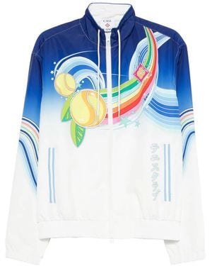 CASABLANCA Graphic-Zipped Jacket - Blue