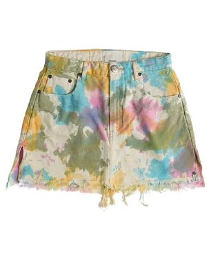 One Teaspoon Tie-Dye Frayed Skirt - Natural