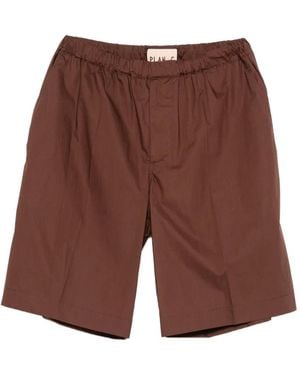 Plan C Pleated Elasticated-Waist Shorts - Purple
