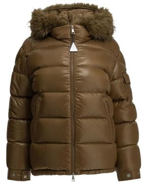 Moncler Hypolais Faux-Fur Trim Quilted Jacket - Green