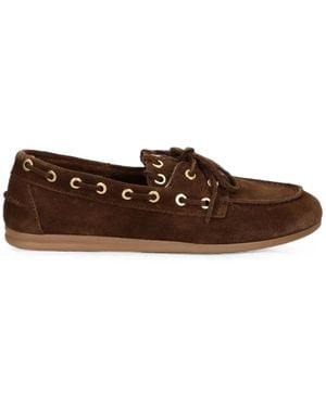 POSA Lace-Up Suede Loafers - Brown