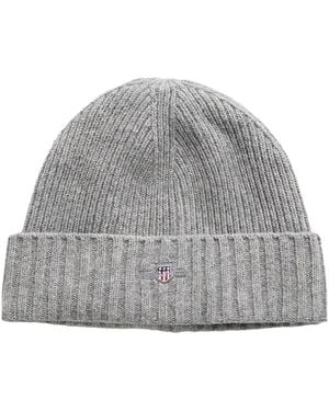 GANT Logo Cotton Blend Beanie - Grey