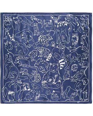 Bimba Y Lola Denim Animal Sketch Scarf - Blue