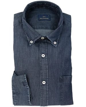 Paul & Shark Button-Down Denim Shirt - Blue