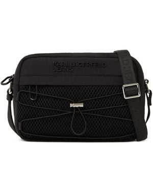 Karl Lagerfeld Mesh-Kuriertasche mit Logo-Schild - Schwarz