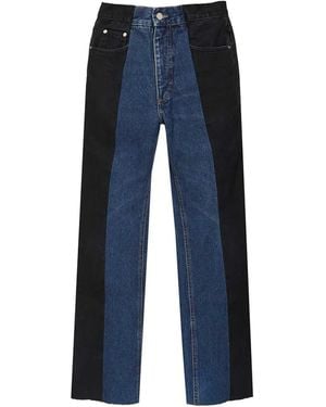 E.L.V. Denim Dark Panelled Flare Jeans - Blue
