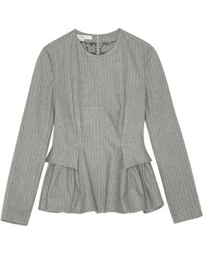 Remain Pinstripe Peplum Top - Grey