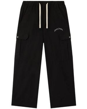 Palm Angels Curved Logo Cargo Pants - Black