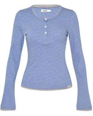 GLOWNY Roan Striped Long-Sleeve Layared T-Shirt - Blue