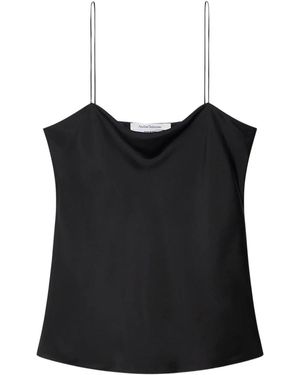 Another Tomorrow Slip-On Silk Top - Black