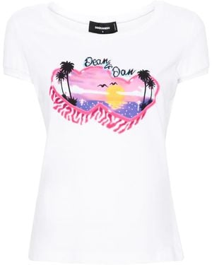 DSquared² Dean & Dan Cotton T-Shirt - Pink