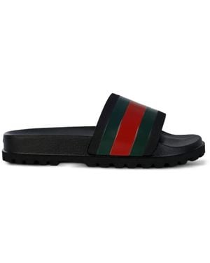 Gucci Slide Sandals With Web - White