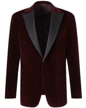 Canali Velvet Peak-Lapel Singel-Breasted Blazer - Purple