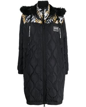 Versace Jeans Couture Graphic-Print Quilted Coat - Black