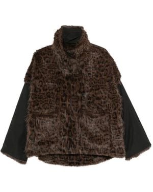 Collection Privée Mantel Aus Faux Fur Mit Leopardenprint - Braun
