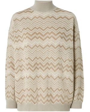 Missoni Zigzag-Knit High-Neck Sweater - White