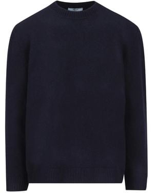 Prada Pullover Mit V-Ausschnitt Und Leder-Patch - Blau
