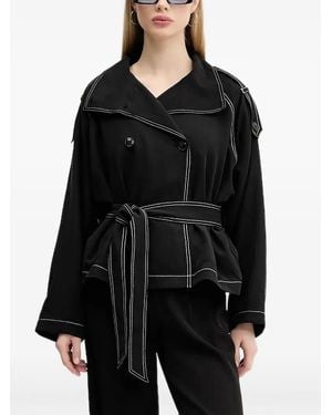 HUGO Cappotto Doppiopetto Con Cintura - Nero