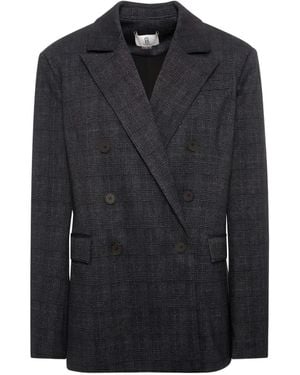 Fracomina Prince Of Wales Check Double-Breasted Blazer - Black