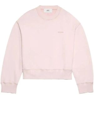 Ami Paris Embroidered Cotton Sweatshirt - Pink