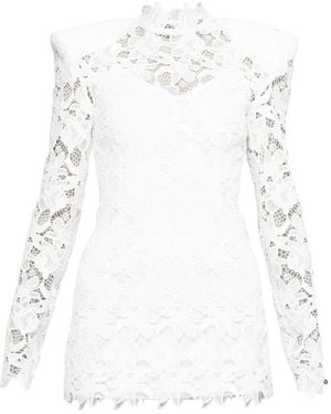 Nissa Lace Long-Sleeve Dress - White