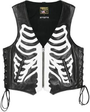 MASTERMIND WORLD X Vanson Skeleton Leather Vest - Black