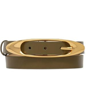 Patrizia Pepe Oval-Buckle Leather Belt - Metallic