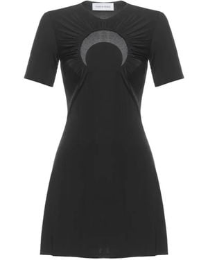 Marine Serre Moon Gathered Mini Dress - Black