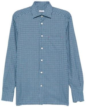 Kiton チェックシャツ - ブルー