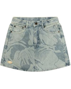 Aape By A Bathing Ape Shorts Denim Con Ricamo - Blu