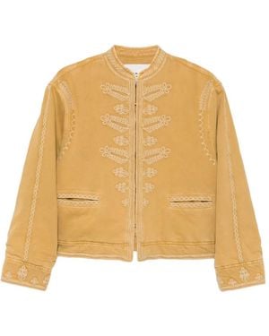 Isabel Marant Emalia Embroidered Denim Jacket - Natural