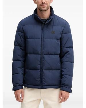 Trussardi Padded Logo-Patch Jacket - Blue