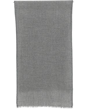 Canali Houndstooth-Pattern Fringed Scarf - Gray