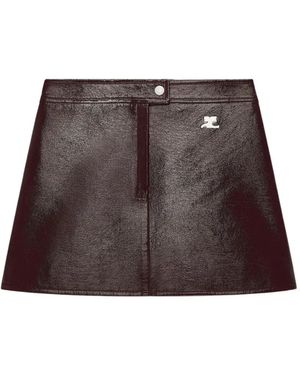 Courreges Minifalda Con Parche Del Logo - Marrón