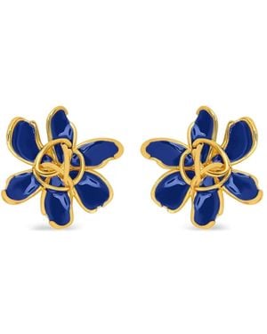 Oscar de la Renta Flower-Knot Earrings - Blue