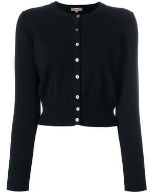 N.Peal Cashmere Cropped Contrast Button Cardigan - Black