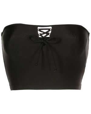 Amir Slama Lace-Up Fastening Cropped Top - Black
