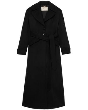 Blumarine Belted Button-Up Coat - Black