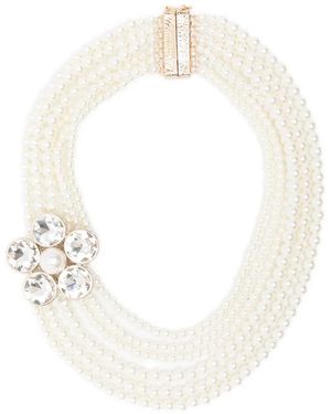 Rosantica Matera Floral-Appliqué Pearl Necklace - White