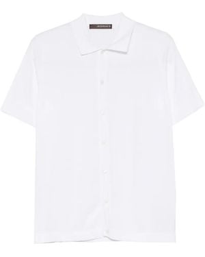 Jeordie's Button-Down Short-Sleeve Knitted Cotton Shirt - White