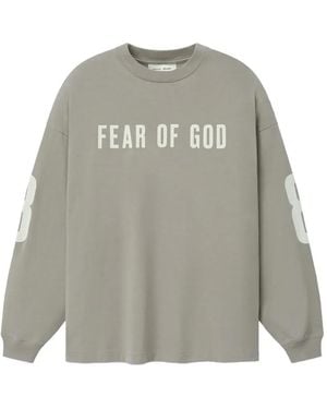 Fear Of God Logo-Print Long-Sleeve T-Shirt - Grey