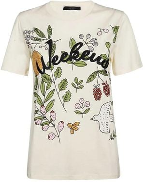 Weekend by Maxmara Floral-Print Cotton T-Shirt - Natural