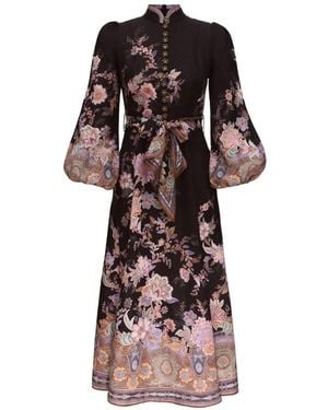 Zimmermann Luna Linen Midi Dress - Black